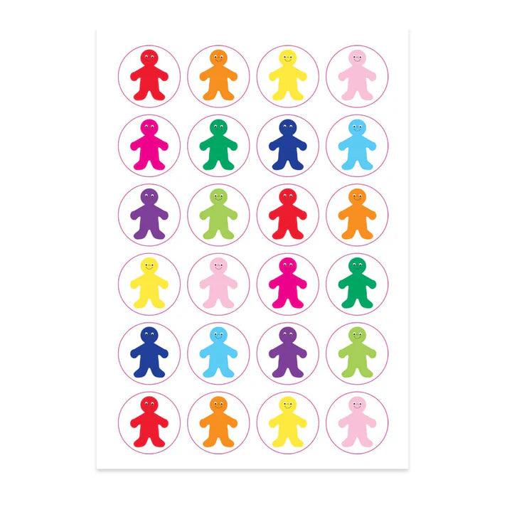 Hygloss Rainbow People - 3 Sheets 1" Stickers (1892)