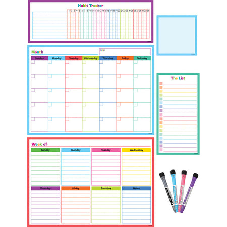 Colorful Dry-Erase Magnetic Calendar Set