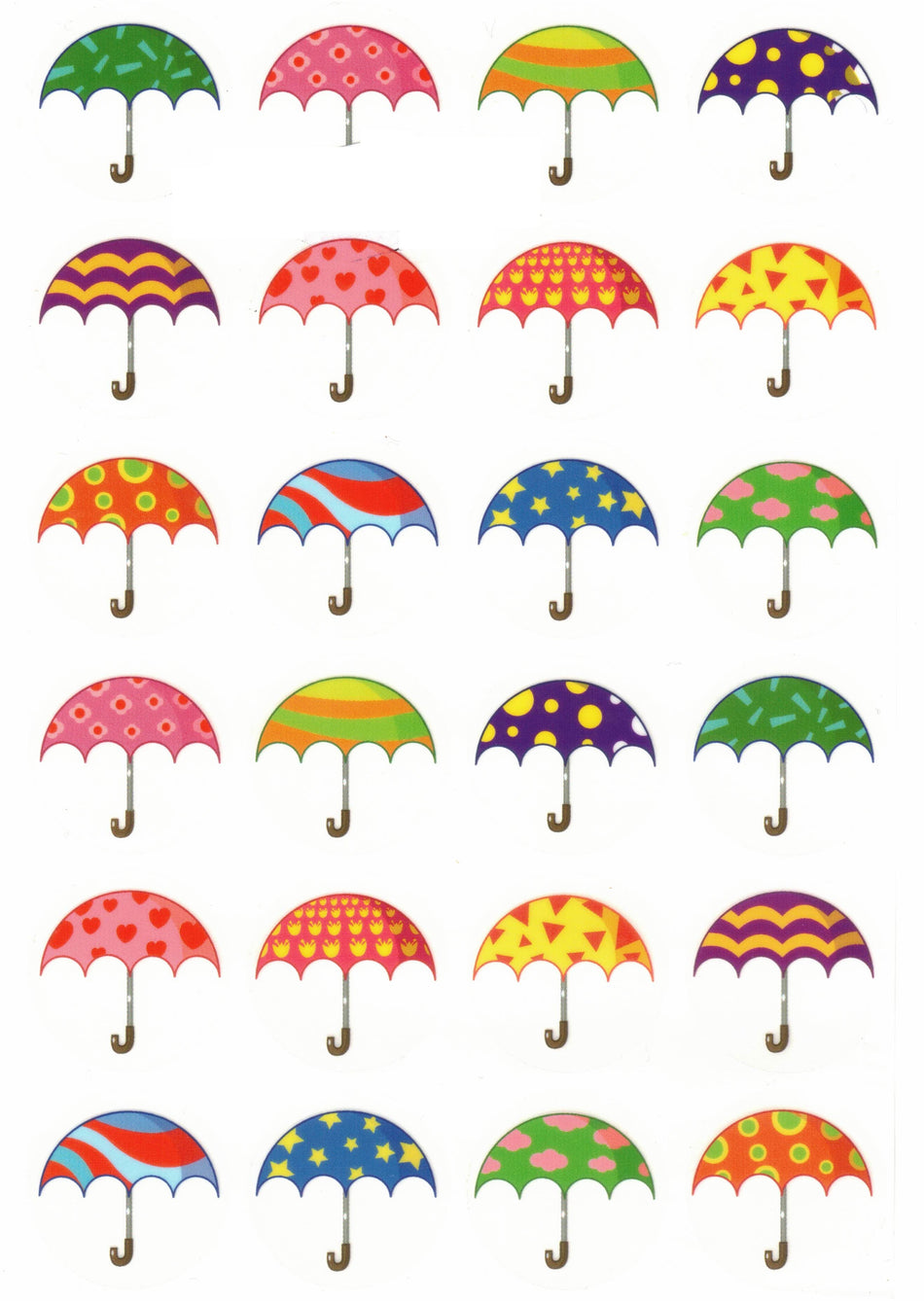 Umbrella colored Stickers 25 sheets