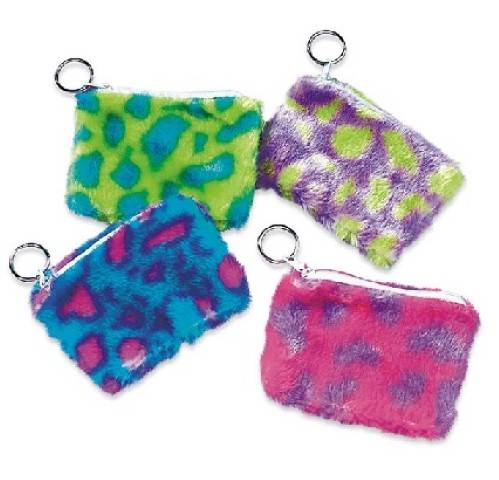 Plush Spotted Coin Purse Keychains 12/PKG