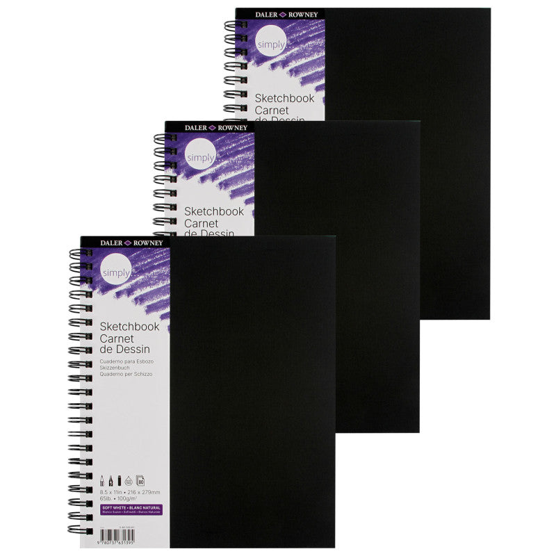 Simply... Sketchbook, Soft White, 80 Sheet, 8.5x11 inch, Pack of 3