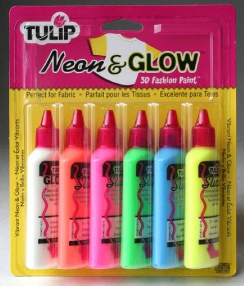 Tulip Neon & Glow 3D Fashion Paint, 1.25-Ounce, 19674 Dimensional 6-Pack
