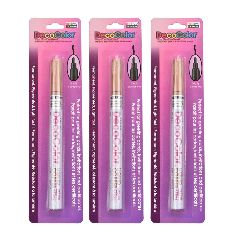 DecoColorÂ® Paint Marker, Fine Tip, 200-S, Copper, Set of 3