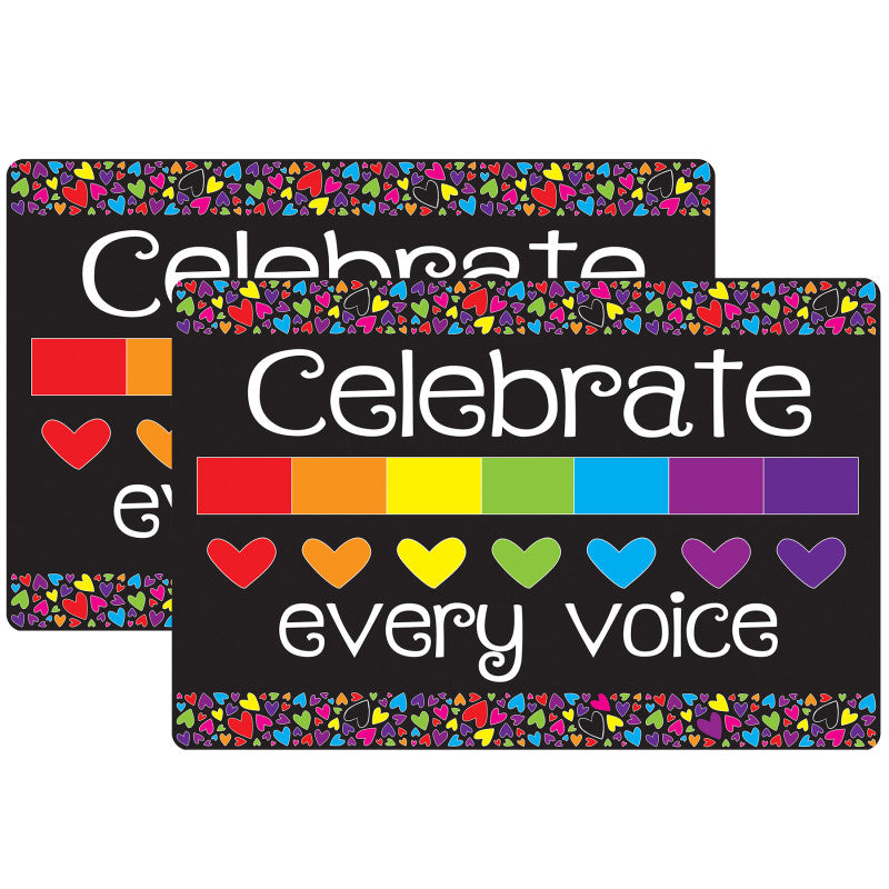 Welcome Mat with Slip Resistant Backing, 15.5" x 23.5", Celebrate Every Voice Mini Hearts, Pack of 2
