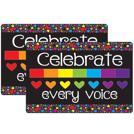 Welcome Mat with Slip Resistant Backing, 15.5" x 23.5", Celebrate Every Voice Mini Hearts, Pack of 2
