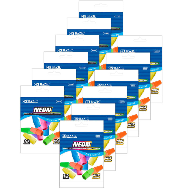 Neon Eraser Caps, 12-Count Pack, 12-Pack