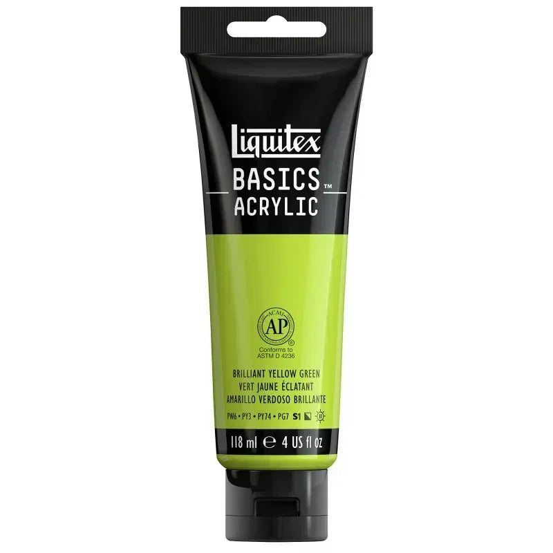 BASICS Acrylic Paint, 118 mL Tube, Brilliant Yellow Green