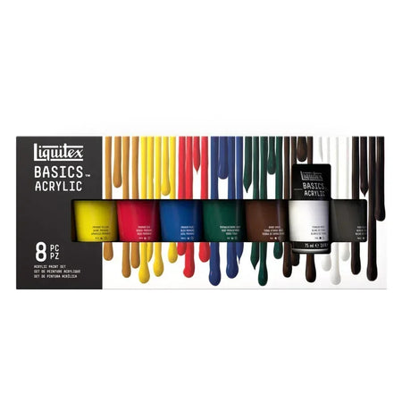 BASICS Acrylic Paint, 75 mL Tubes, Assorted Colors, Set of 8