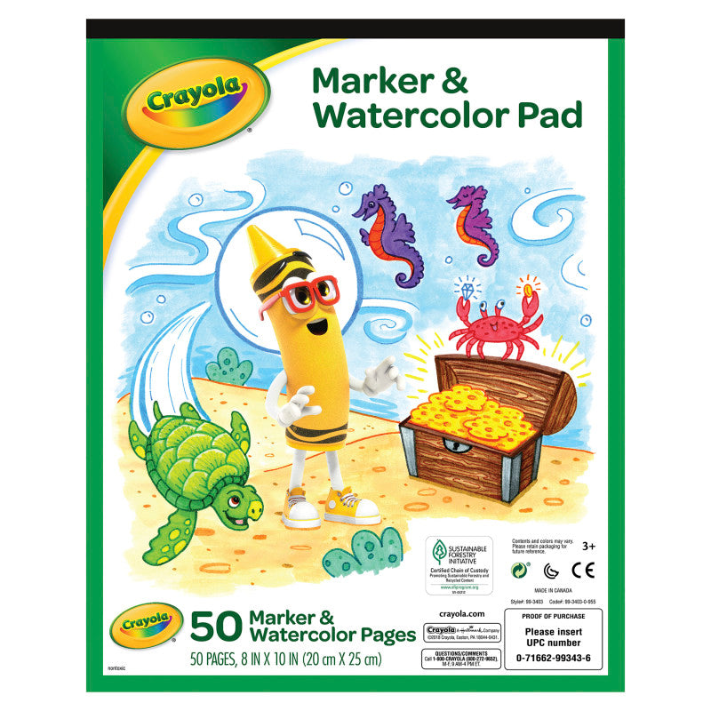 Marker & Watercolor Pad, 50 Blank Coloring Pages
