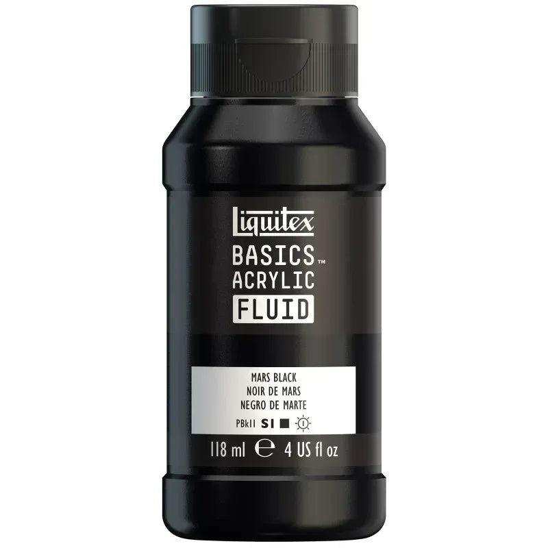 BASICS Acrylic Fluid, 118 mL Bottle, Mars Black
