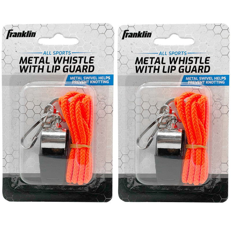 Metal Whistle with Lanyard, Cork Pea, Referee and Coach Whistle, 2 Pack