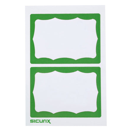Adhesive Badges, Green Border, Pack of 100