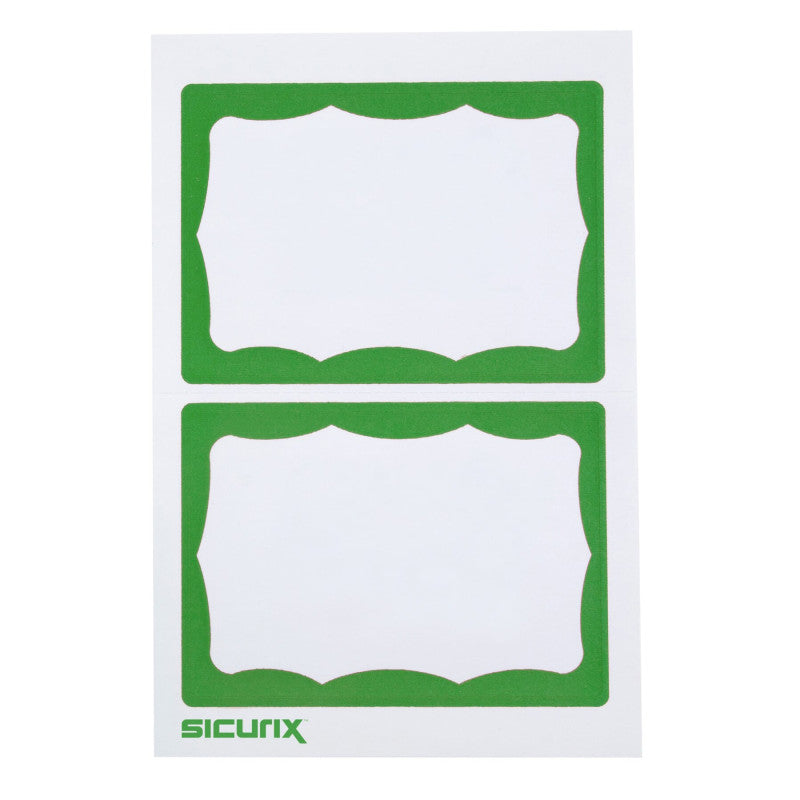 Adhesive Badges, Green Border, Pack of 100