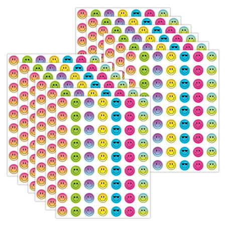 Brights 4Ever Smiley Faces Mini Stickers, 378 Per Pack, 12 Packs