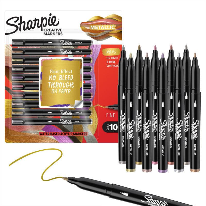Creative Acrylic Markers, Fine Tip, Metallic Colors, 10 Count