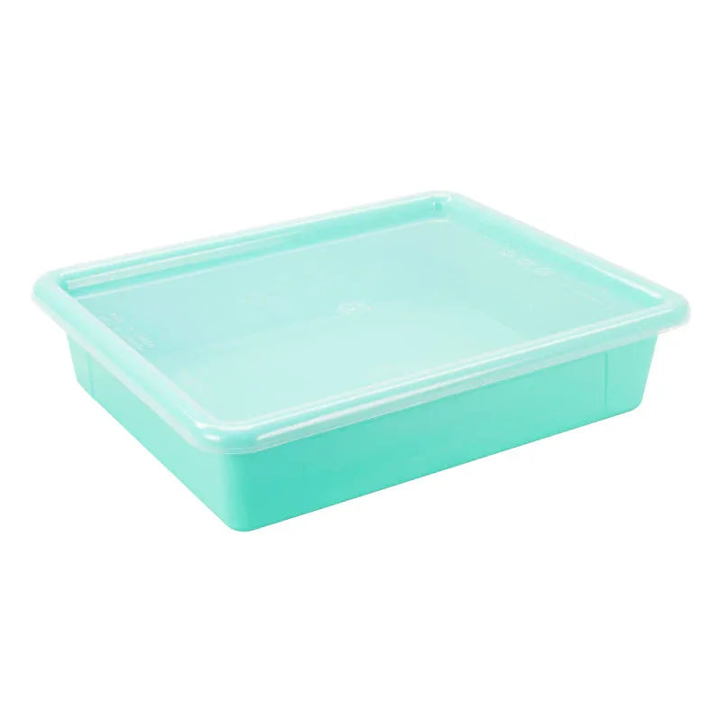 Flat Storage Tray with Lid, Teal