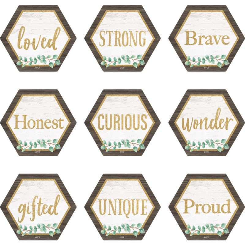 Eucalyptus Positive Words Mini Accents, Pack of 36