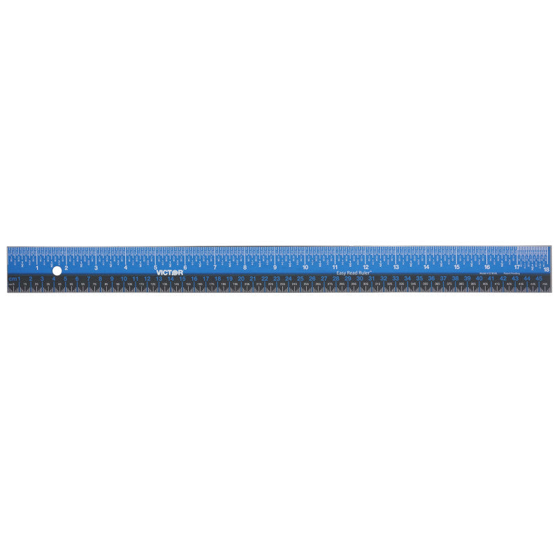 Easy Read&trade; Ruler, Stainless Steel, Blue/Black, 18"