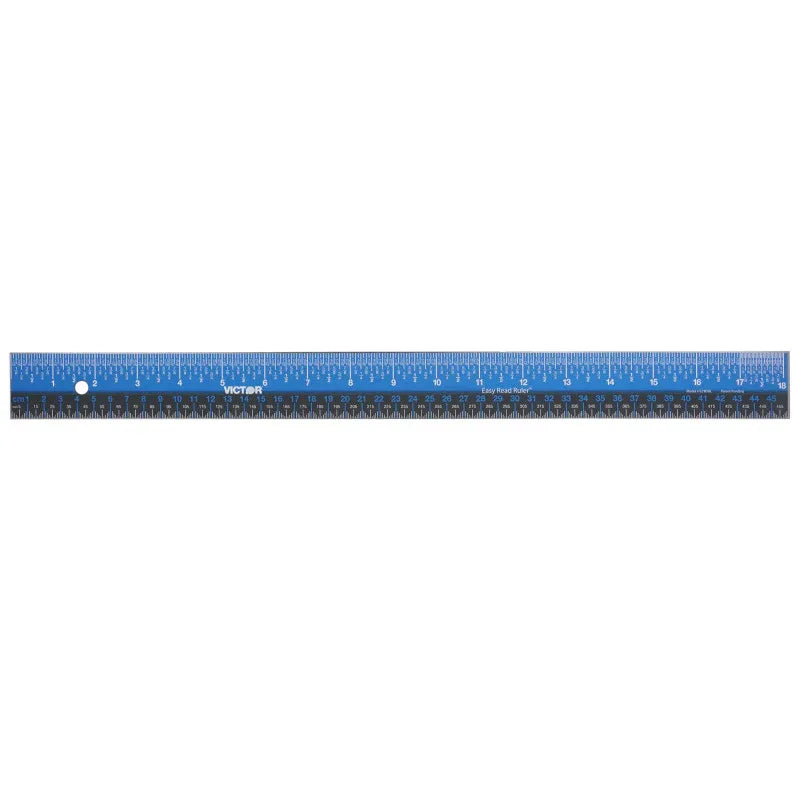 Easy Read&trade; Ruler, Stainless Steel, Blue/Black, 18"