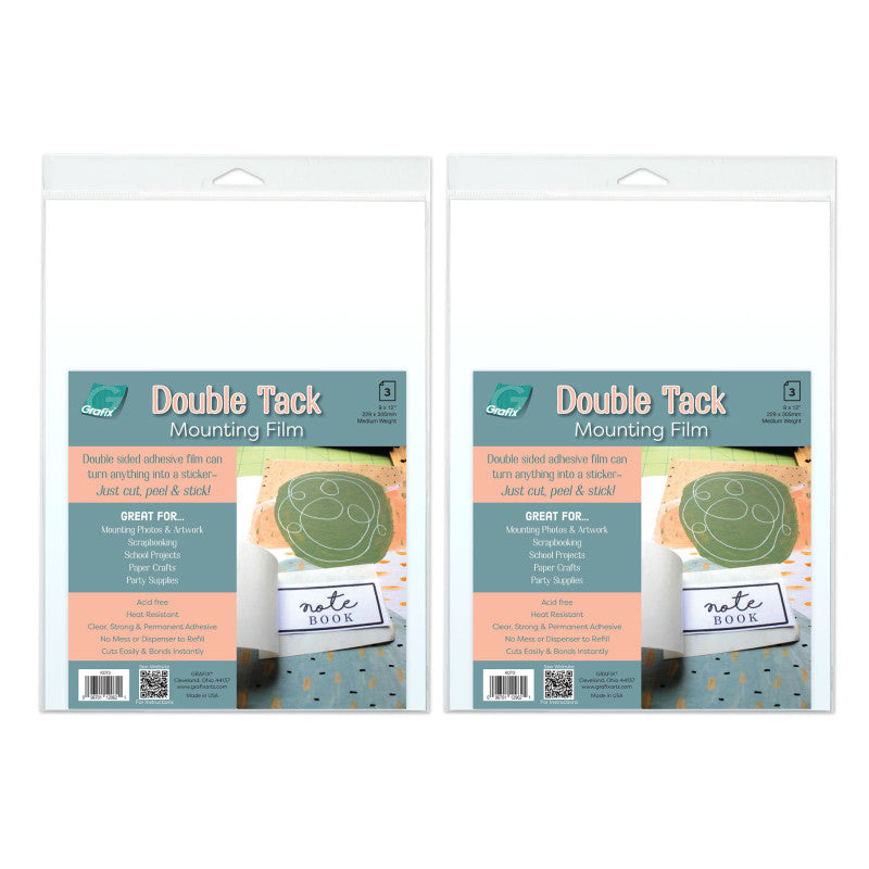 Double Tack Mounting Film, 9" x 12", 3-Count, 2-Pack