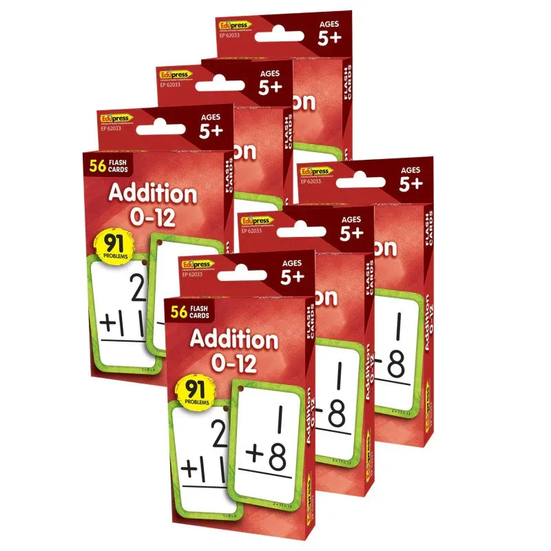 Addition 0-12 Flash Cards, 6 Packs