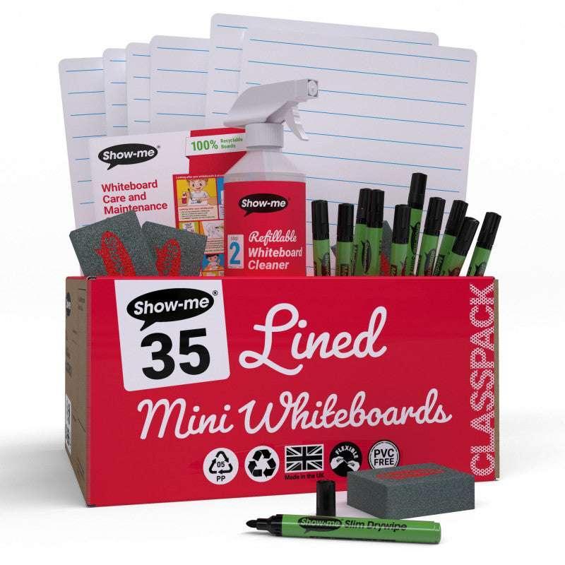 Classpack of 35 x A4 Lined/Plain Lapboards, with Pens, Erasers, Cleaner