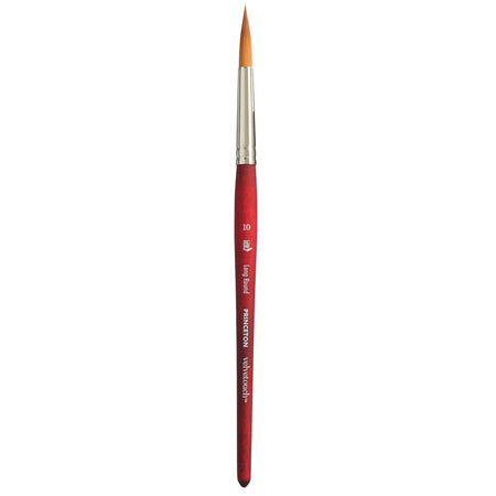 Velvetouch Long Round Brush, Synthetic Bristles, Short Handle Mixed Media Paintbrush, Scarlet, Size 10, 1 Count