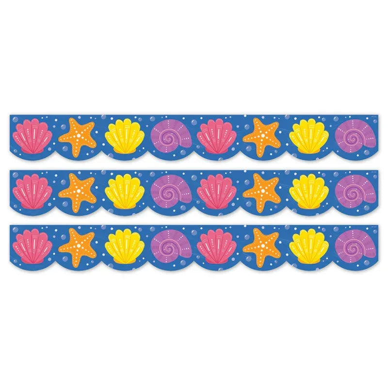 Sea Friends Seashells EZ Border, Bulletin Board Border, 48 Feet Per Pack, 3 Packs