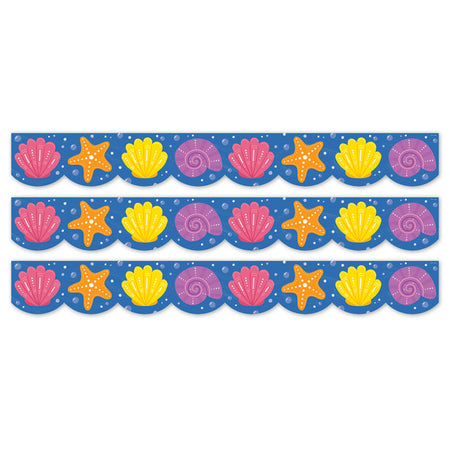 Sea Friends Seashells EZ Border, Bulletin Board Border, 48 Feet Per Pack, 3 Packs