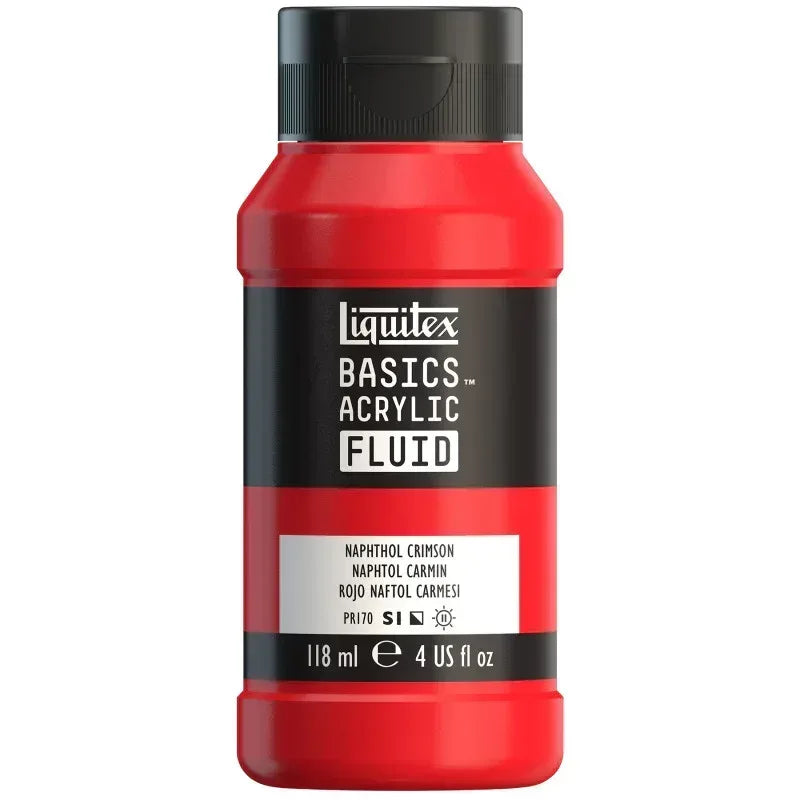 BASICS Acrylic Fluid, 118 mL Bottle, Napthol Crimson