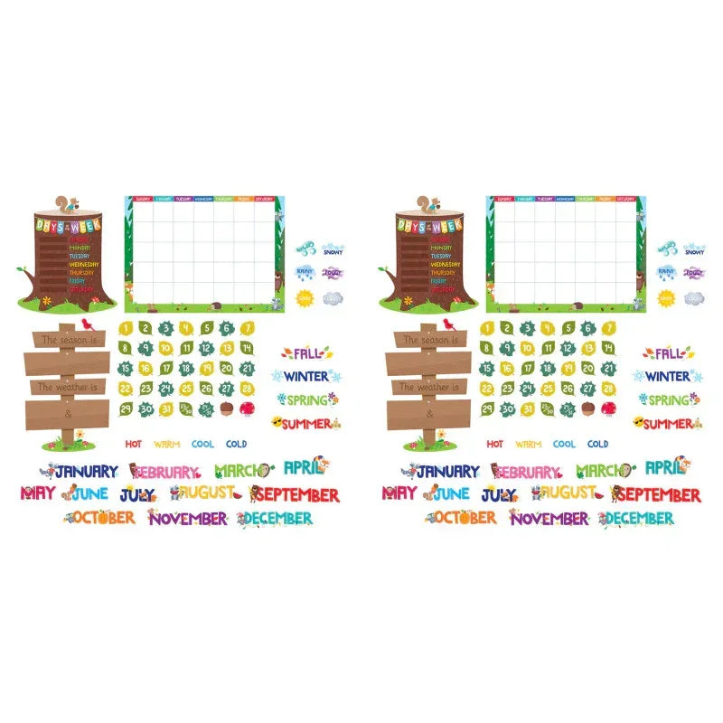 Woodland Friends Calendar Bulletin Board Set, 2 Sets