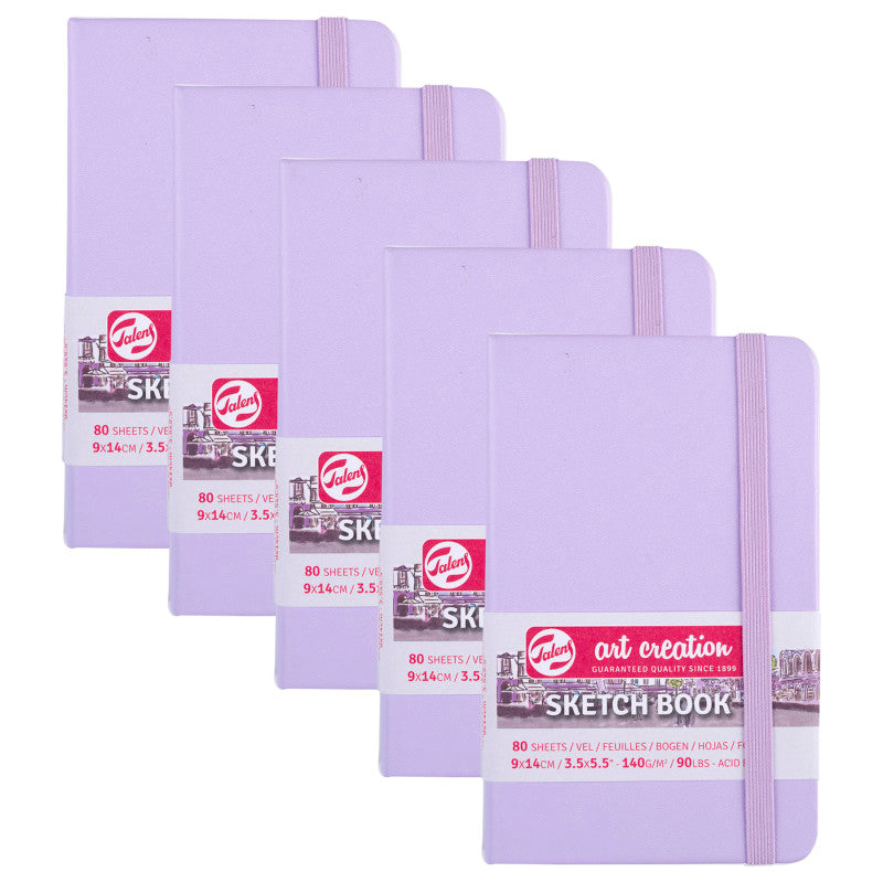 Sketchbook, 80 Sheets, 90lbs, Pastel Violet Cover, 3.5" x 5.5", Pack of 5