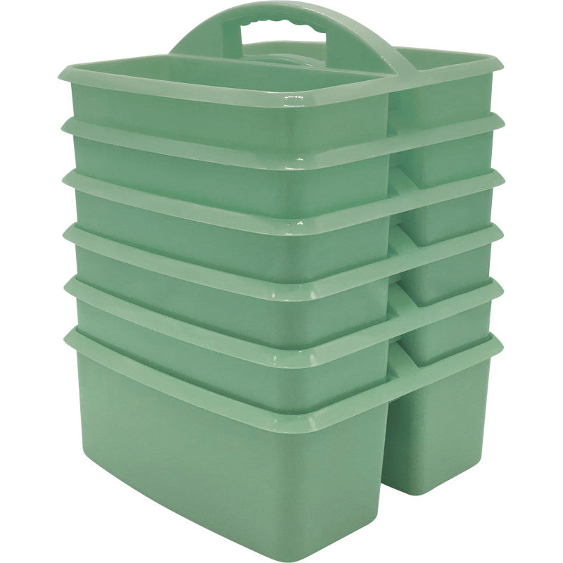 Eucalyptus Green Plastic Storage Caddy, Pack of 6