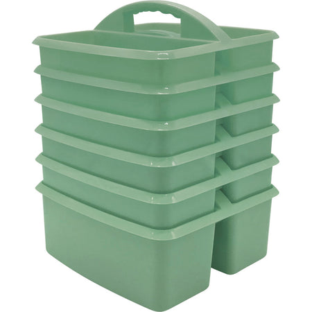 Eucalyptus Green Plastic Storage Caddy, Pack of 6