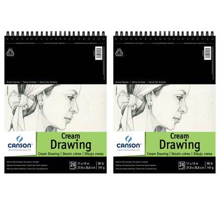 Artist Series Drawing Pad, Cream Tone, Top Wire Binding, 24 Sheet, 11x14 inch, Pack of 2