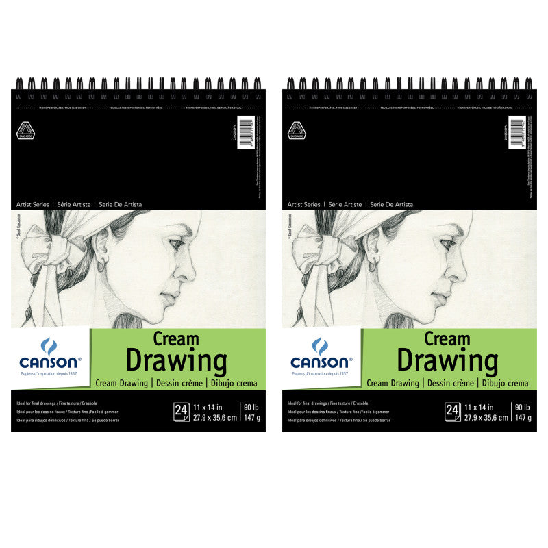 Artist Series Drawing Pad, Cream Tone, Top Wire Binding, 24 Sheet, 11x14 inch, Pack of 2
