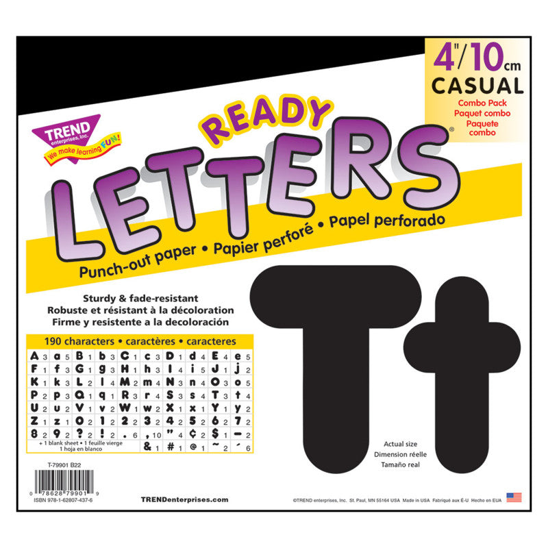 Black 4-Inch Casual Uppercase/Lowercase Combo Pack Ready LettersÂ®