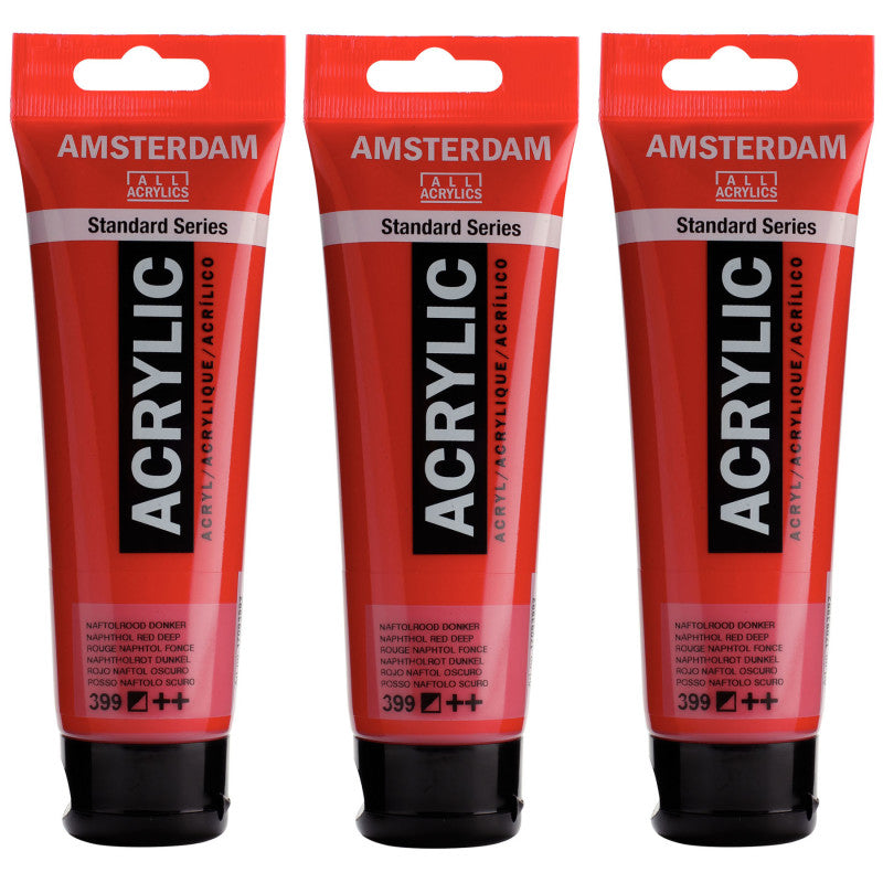 Standard Acrylic Paint, 120ml, Naphthol Red Deep 399, Pack of 3