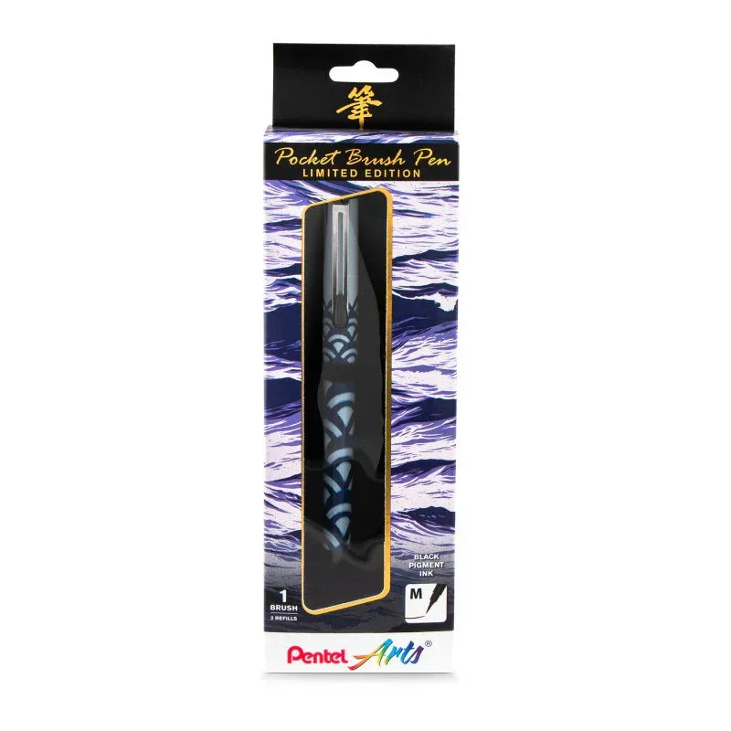 Limited Edition Pocket Brush Pen with 2 Black Refills, Indigo Wrap