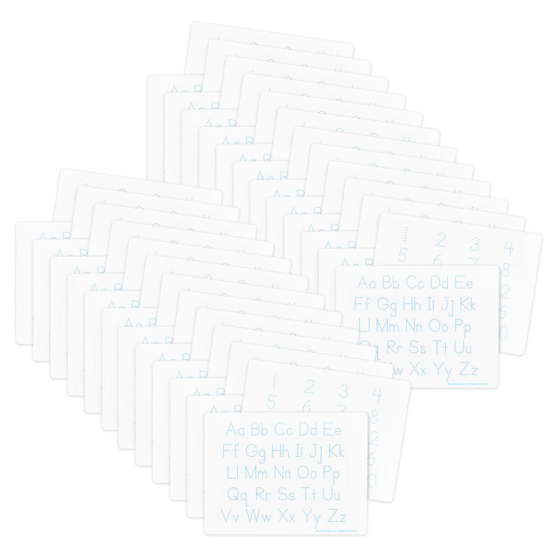 Two-Sided Dry Erase Learning Mat, 9" x 12", Letters & Numbers, Pack of 48