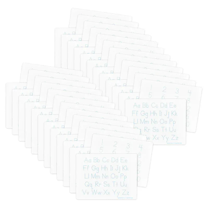 Two-Sided Dry Erase Learning Mat, 9" x 12", Letters & Numbers, Pack of 48