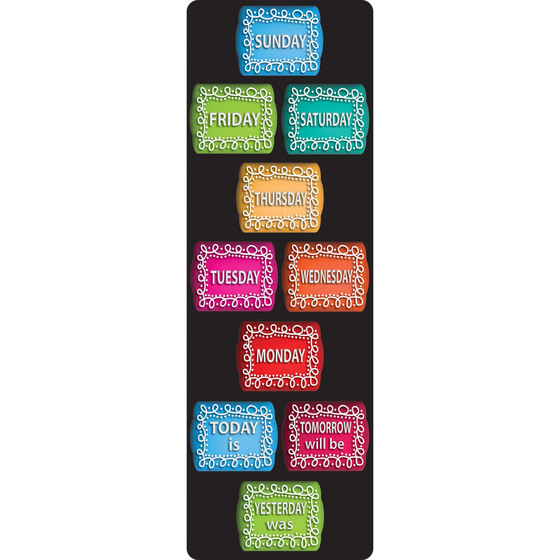 Smart Poly&trade;, The Original Fun Mat&trade;, Mat Runner, 15.5" x 47", Days of the Week, Chalk Loop