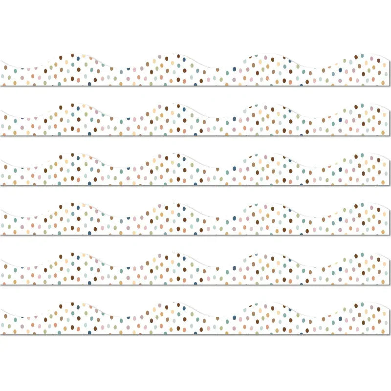 Magnetic Scallop Border, 12" x 1", Everyone is Welcome Painted Dots, 12 Feet Per Pack, 6 Packs
