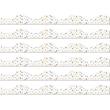 Magnetic Scallop Border, 12" x 1", Everyone is Welcome Painted Dots, 12 Feet Per Pack, 6 Packs