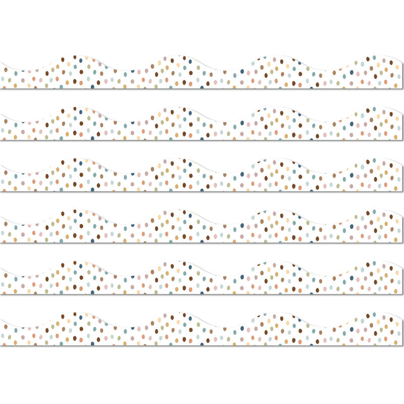 Magnetic Scallop Border, 12" x 1", Everyone is Welcome Painted Dots, 12 Feet Per Pack, 6 Packs