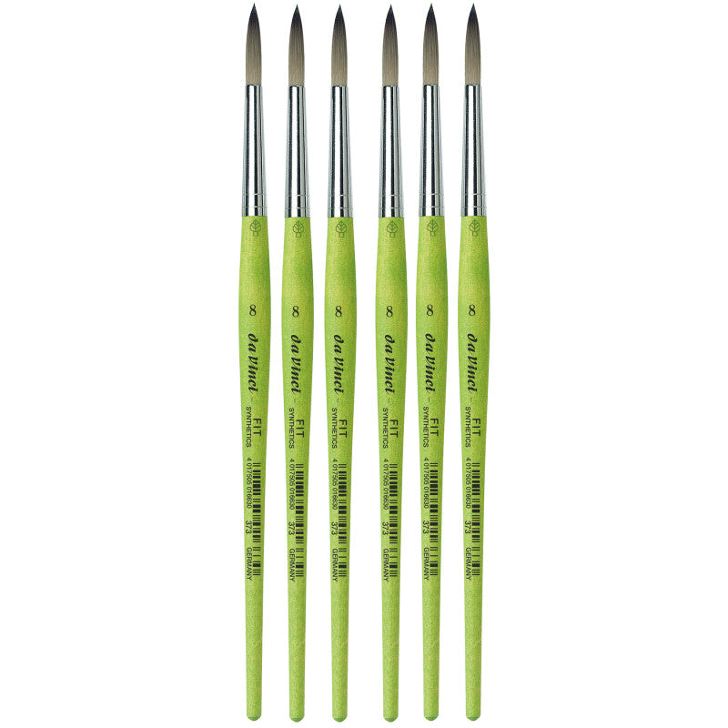 FIT Synthetics Student Brush, Synthetic, Acrylic & Tempera, Round, Series 373, Size 8, Pack of 6
