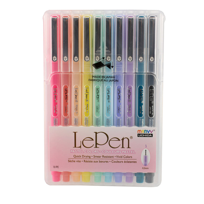 LePen&reg; Micro-Fine Point Pen, Pastel, 10 Colors