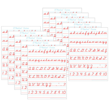 Smart Poly&reg; PosterMat Pals&trade; Space Savers, 13" x 9-1/2", D'Nealian Cursive, Pack of 10