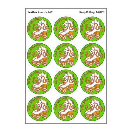 Keep Rolling!/Leather Scented Stickers, Pack of 24