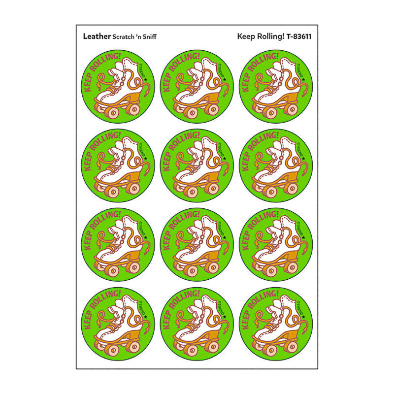 Keep Rolling!/Leather Scented Stickers, Pack of 24